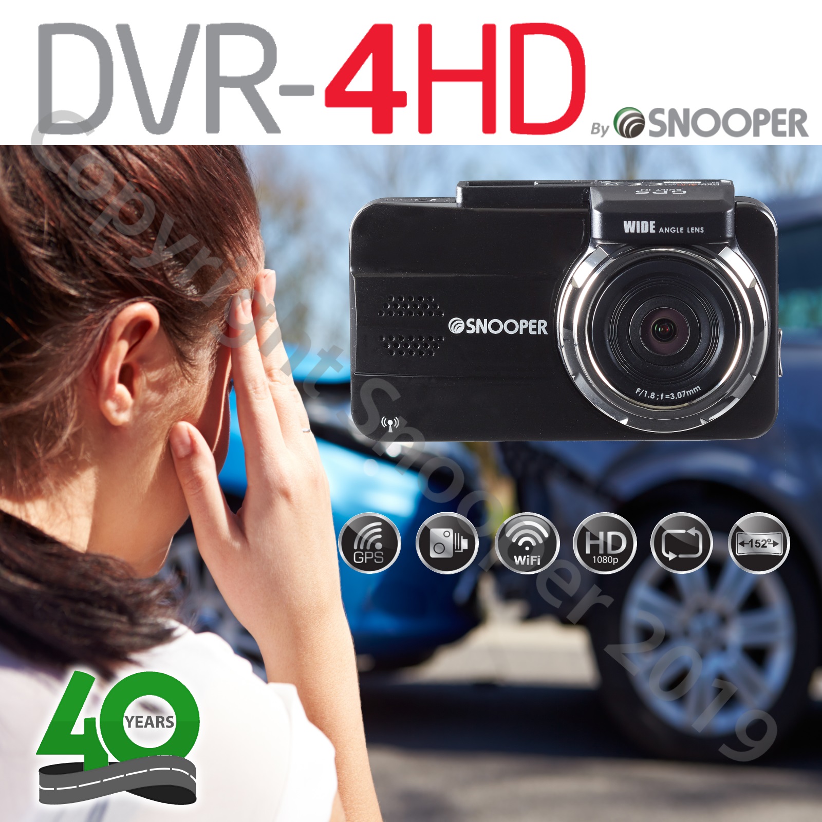 Snooper DVR4HD G3 HD Dash Cam 1080p HD, WiFi, 3" Screen & Speed Camera